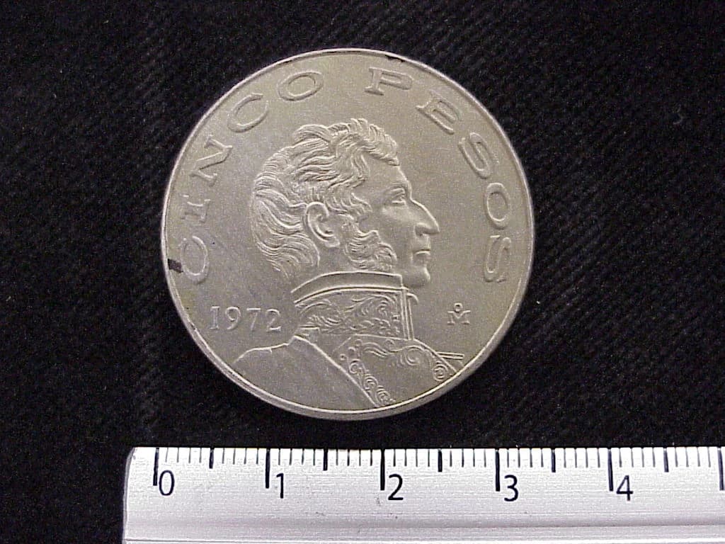5 Pesos Cuproníquel 1972 (reverso)