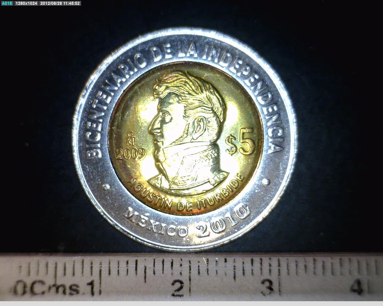5 Pesos Bicentenario de la Independencia de México: Agustín de Iturbide 2009 · Reverso