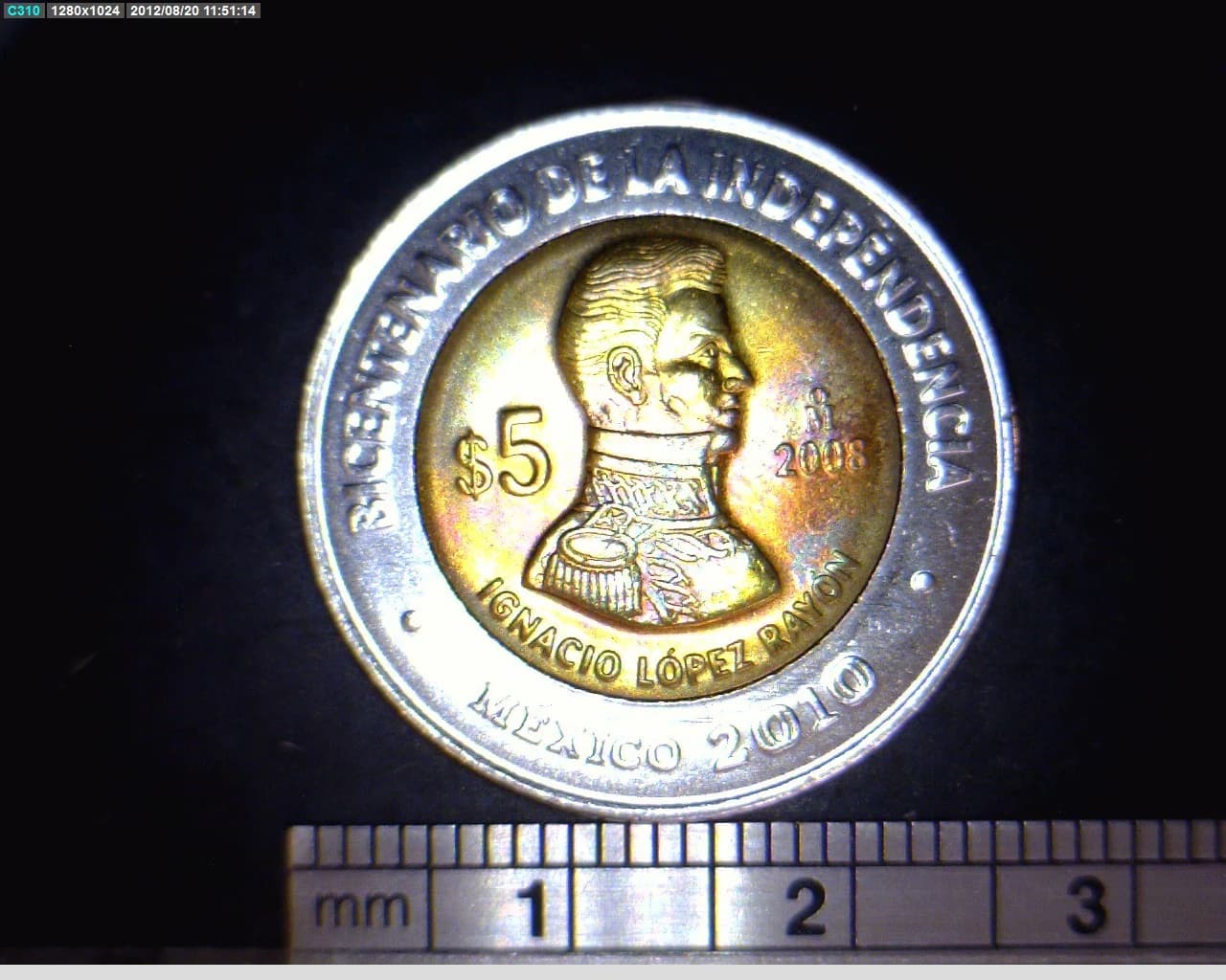 5 Pesos Bicentenario de la Independencia de México: Ignacio López Rayón 2008 · Reverso