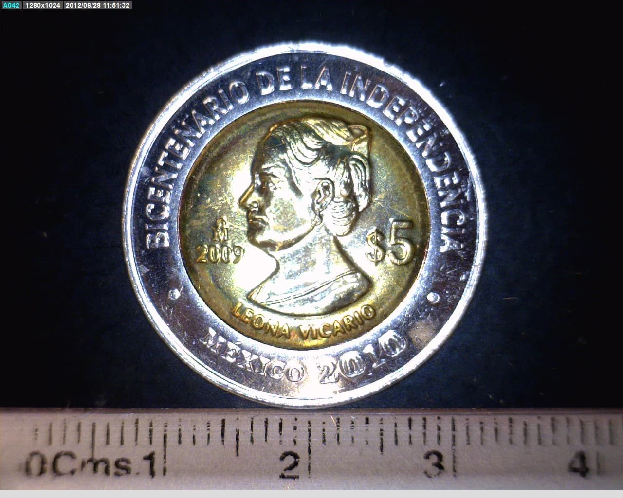 5 Pesos Bicentenario de la Independencia de México: Leona Vicario 2009 · Reverso