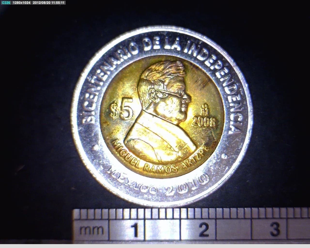 5 Pesos Bicentenario de la Independencia de México: Miguel Ramos Arizpe 2008 · Reverso