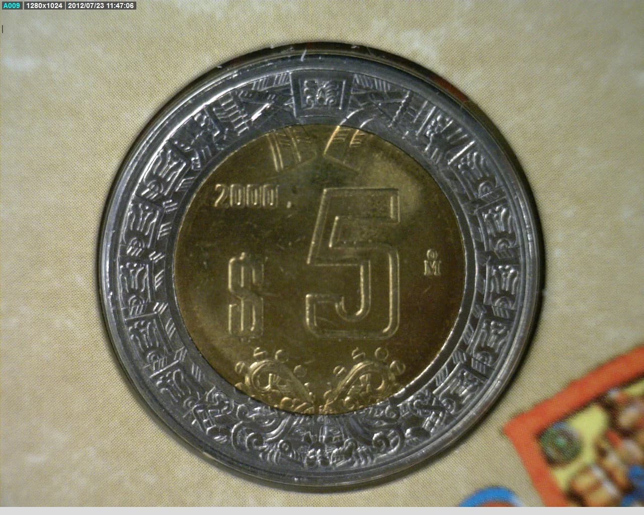 5 Bimetálica 2000 . Inventario Banxico 20657 (reverso)