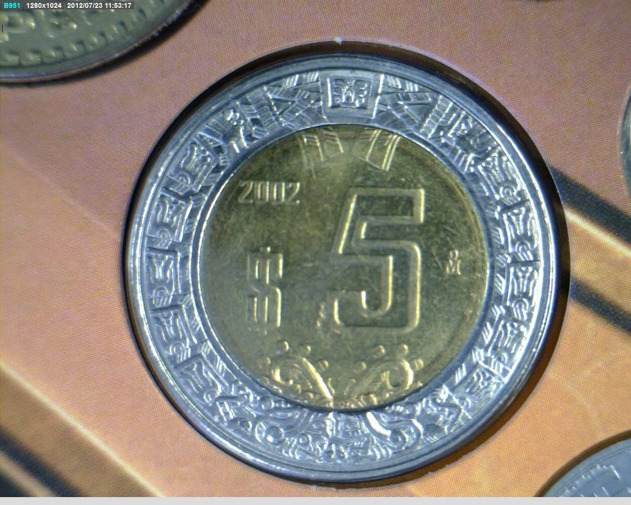 5 Bimetálica 2002 . Inventario Banxico 20559 (reverso)