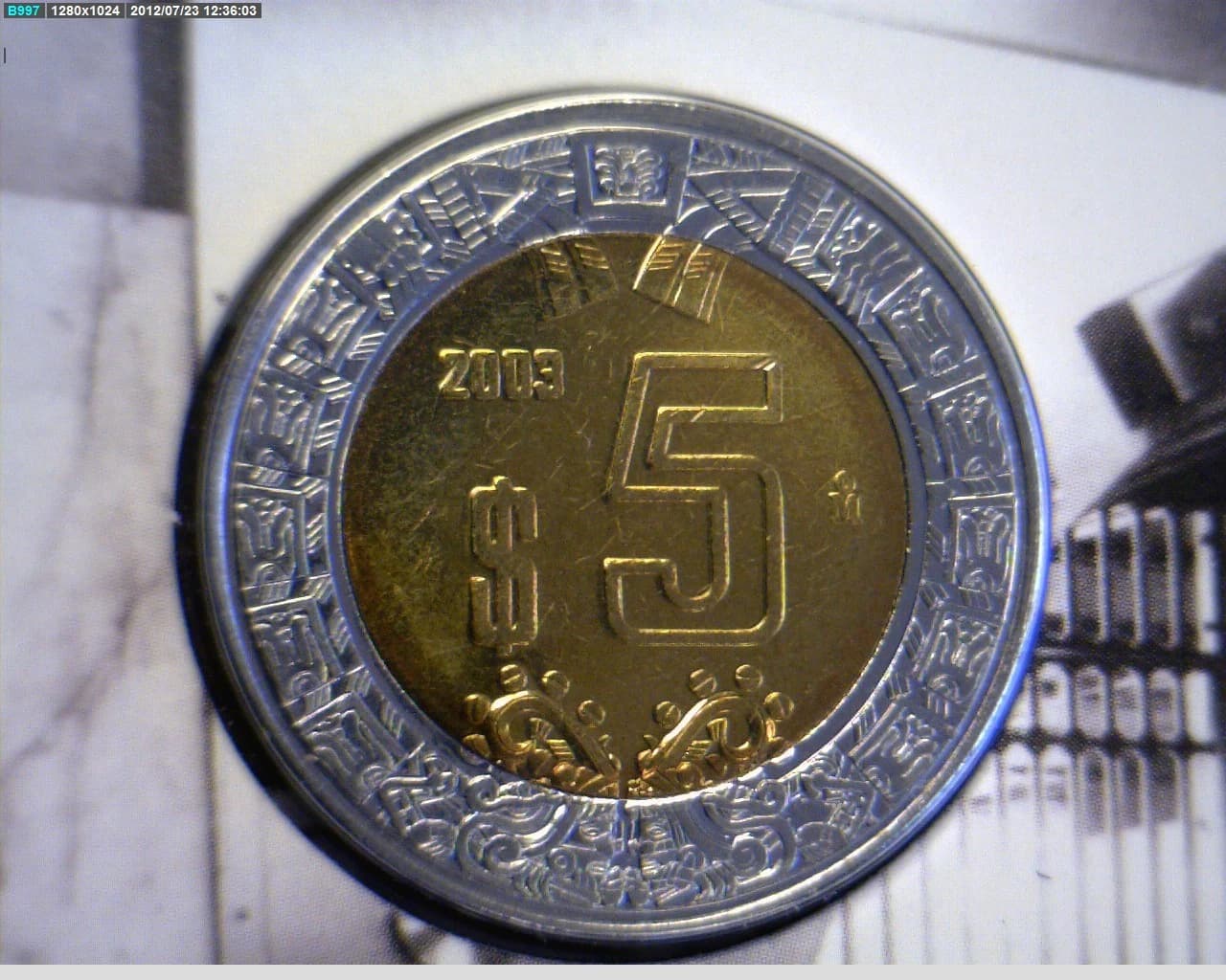 5 Bimetálica 2003 . Inventario Banxico 20574 (reverso)