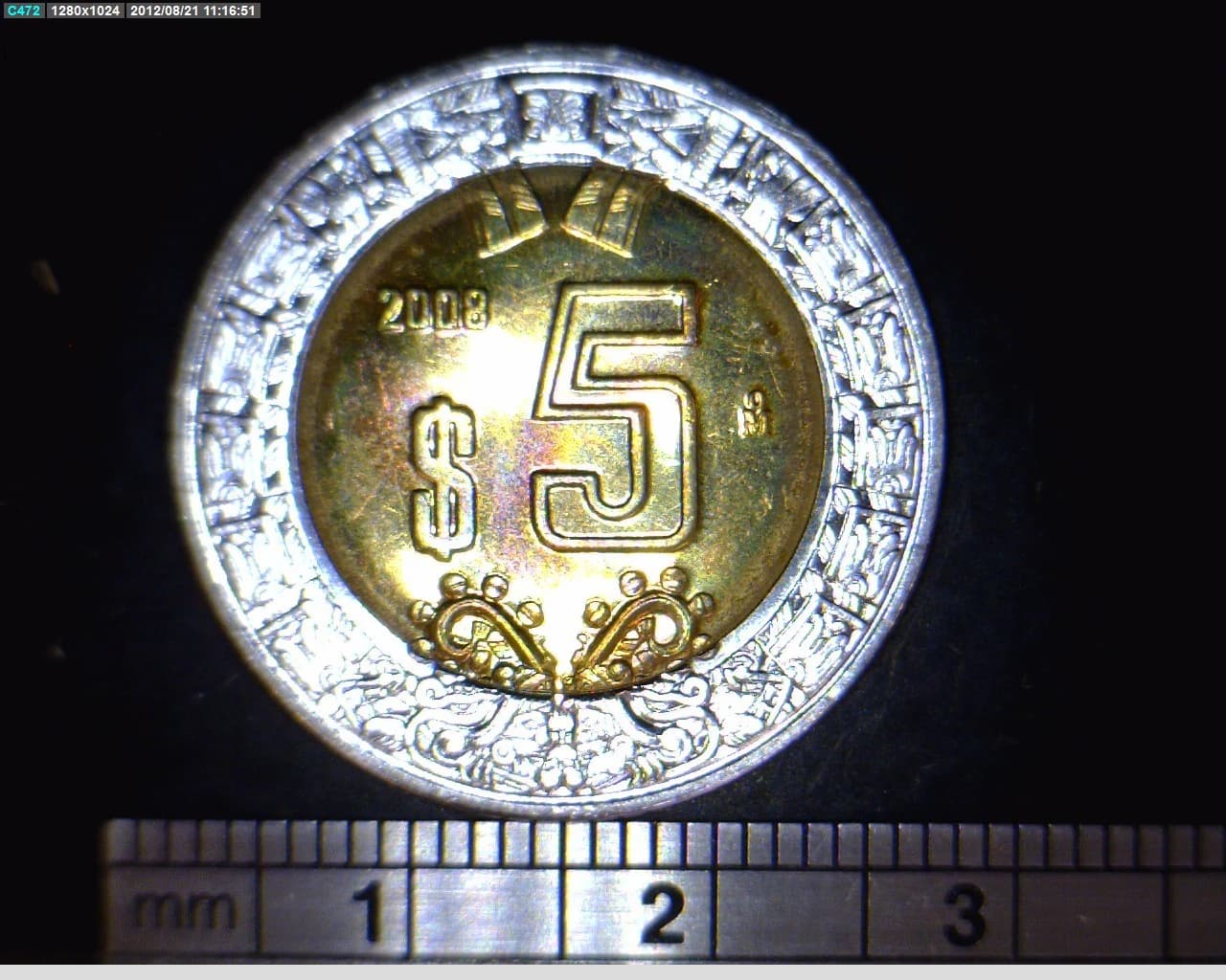 5 Pesos Bimetálica 2008 (reverso)