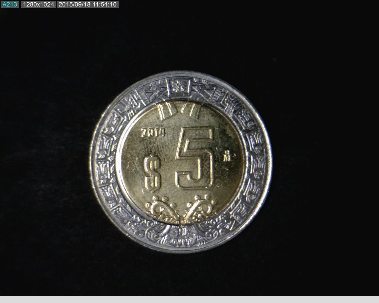 5 Bimetálica 2014 . Inventario Banxico 23214 (reverso)