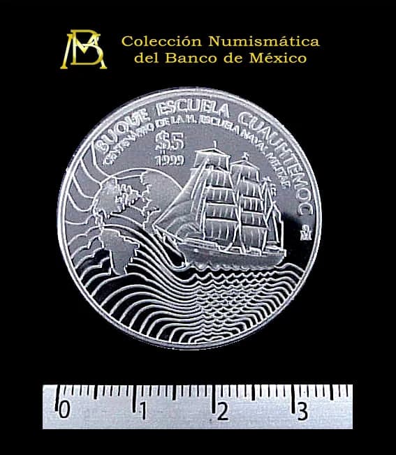 5 Pesos Buque Escuela Cuauhtémoc 1999 · Reverso