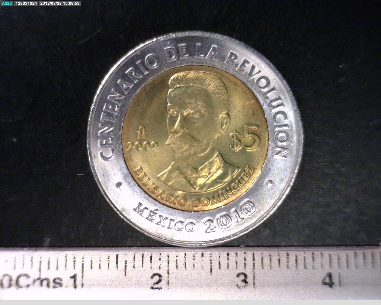5 Pesos Centenario de la Revolución Mexicana: Belisario Domínguez 2009 · Reverso