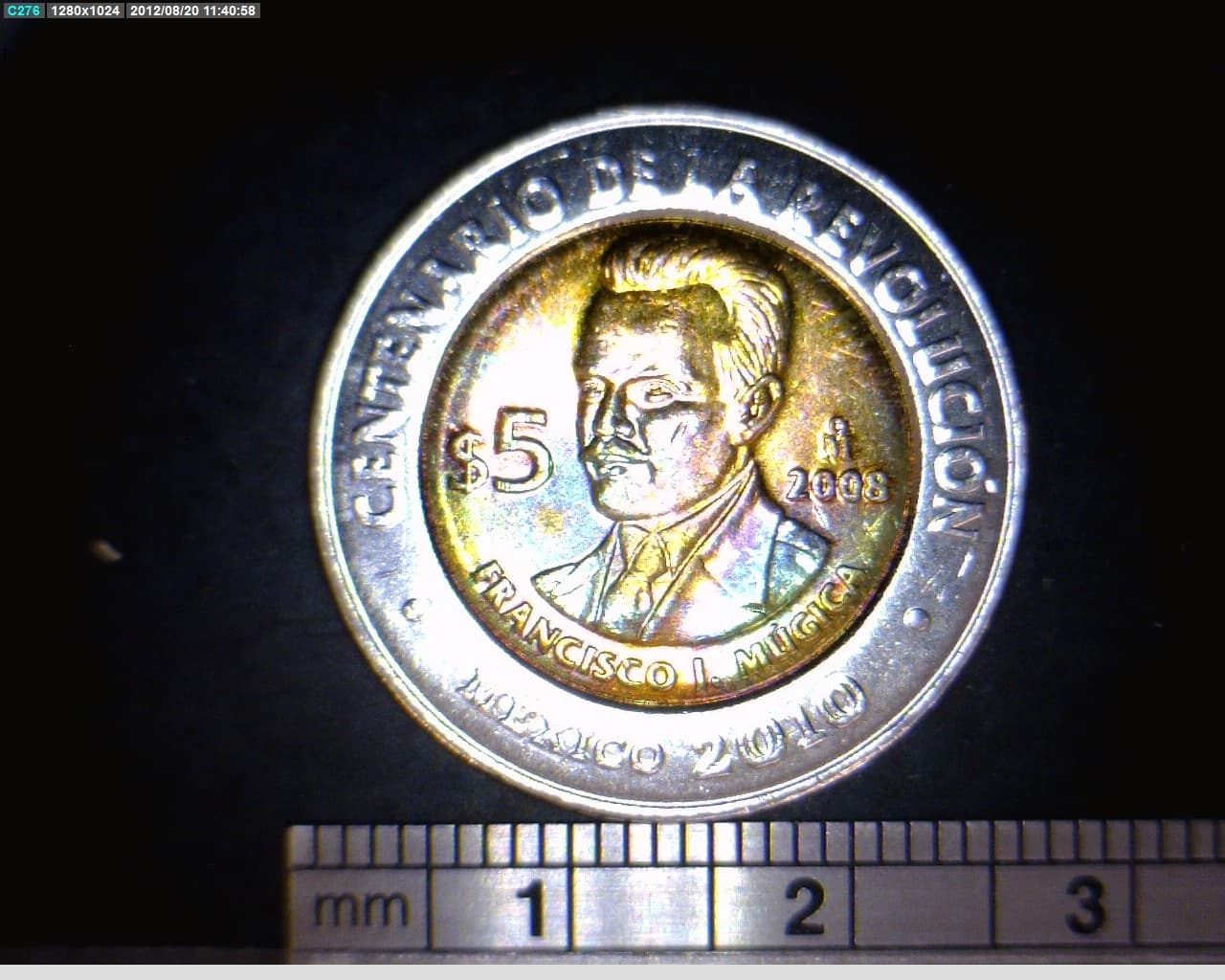 5 Pesos Centenario de la Revolución Mexicana: Francisco J. Múgica 2008 · Reverso