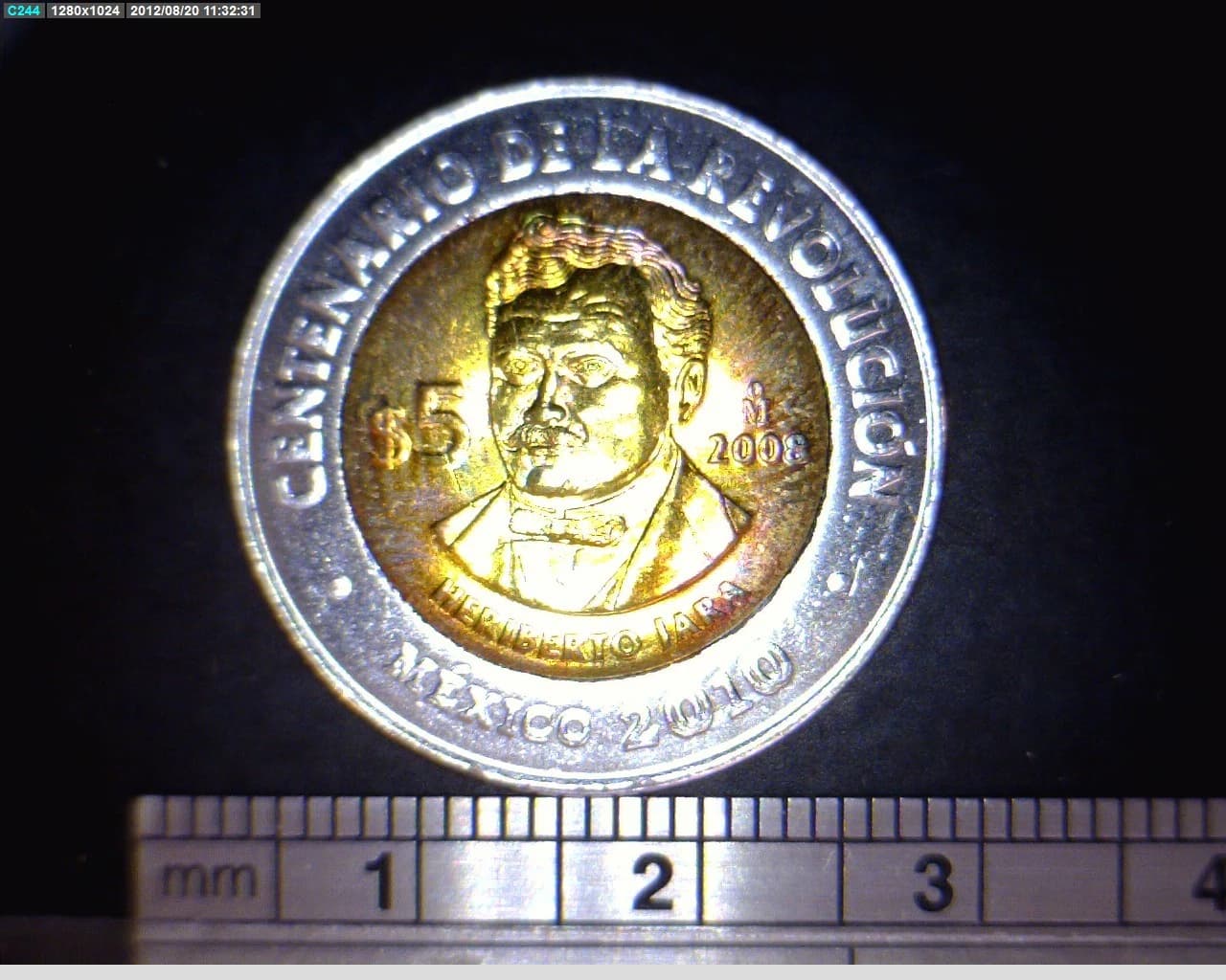 5 Pesos Centenario de la Revolución Mexicana: Heriberto Jara 2008 · Reverso