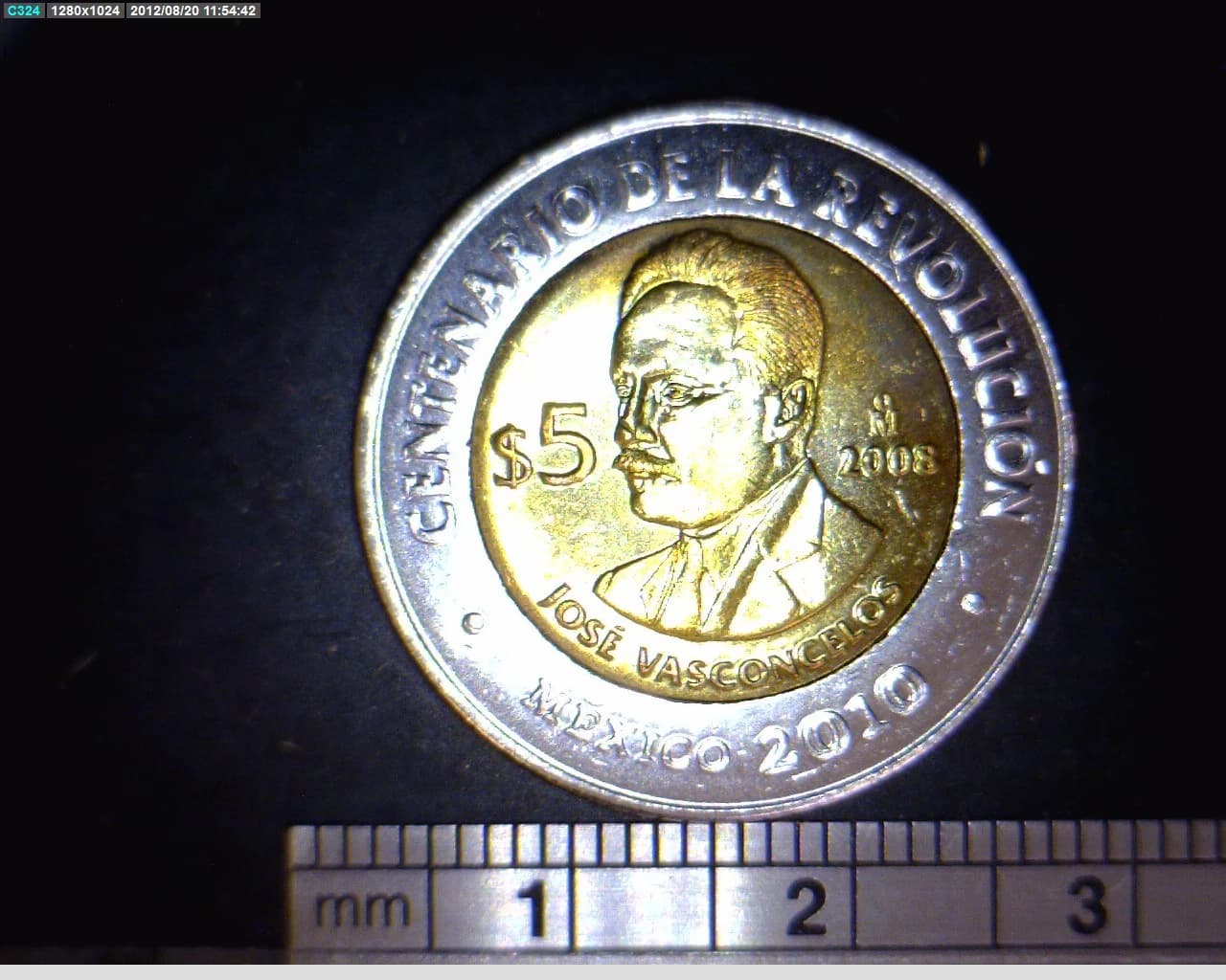5 Pesos Centenario de la Revolución Mexicana: José Vasconcelos 2008 · Reverso