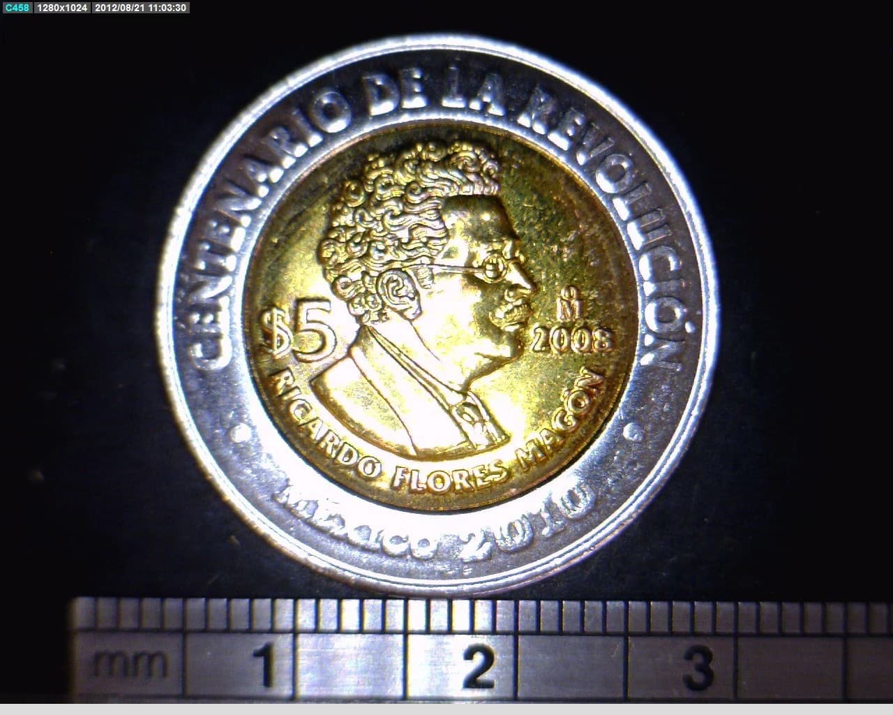 5 Pesos Centenario de la Revolución Mexicana: Ricardo Flores Magón 2008 · Reverso