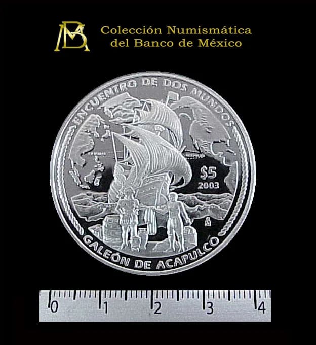 5 Pesos Galeón de Acapulco 2003 · Reverso