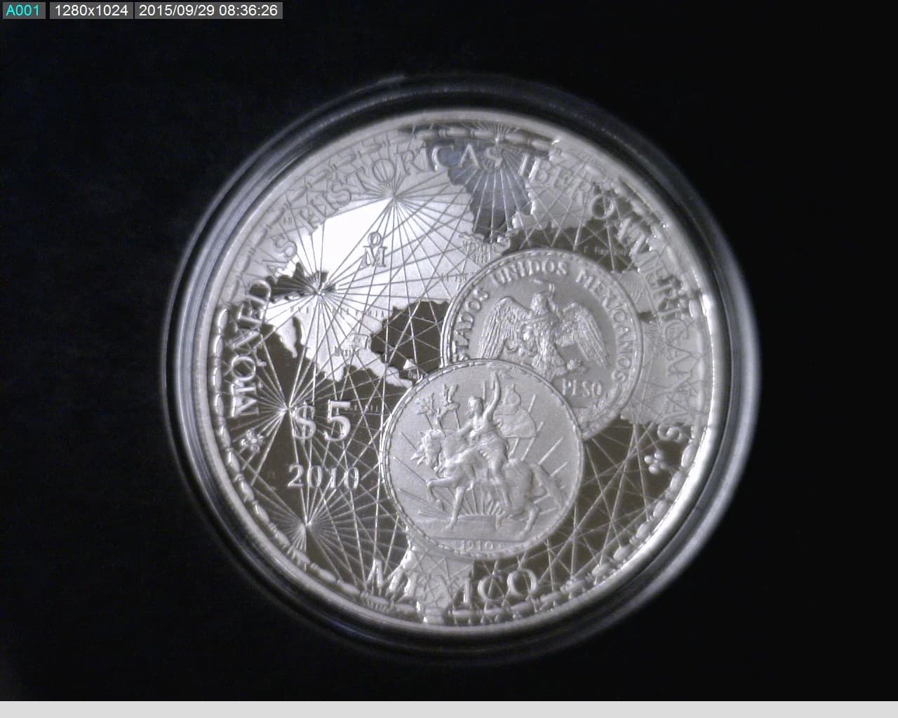 5 Pesos Serie Iberoamericana, Monedas Históricas Iberoamericanas 2010 Proof · Reverso