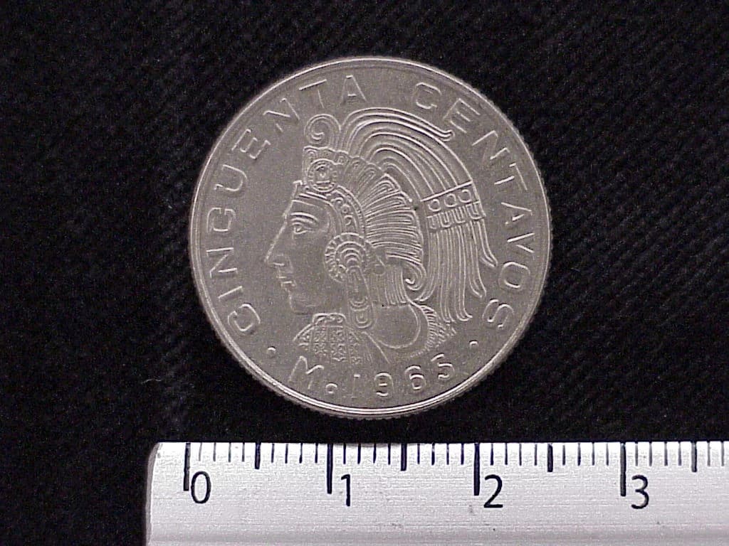 50 Cuproníquel 1965 . Inventario Banxico 11898 (reverso)