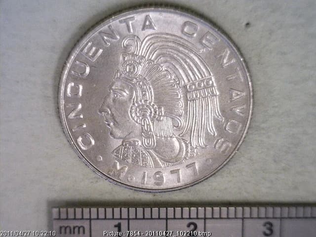 50 Cuproníquel 1977 . Inventario Banxico 15725 (reverso)