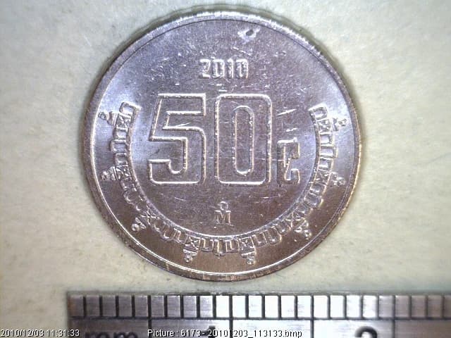 50 Acero inoxidable 2010 . Inventario Banxico 22644 (reverso)