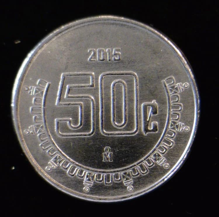 50 Centavos Acero inoxidable 2015 · Reverso