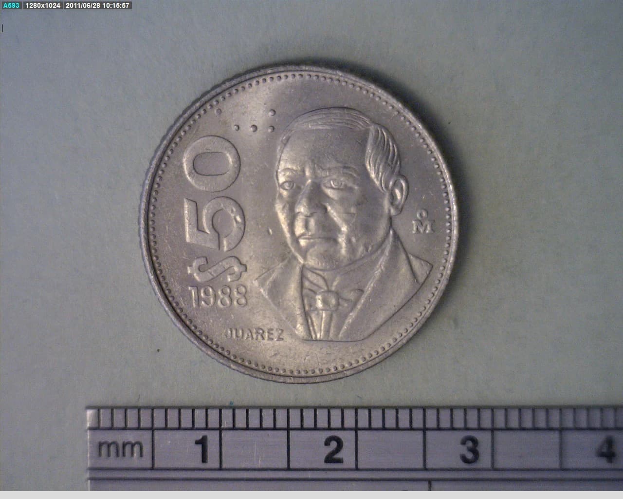 50 Pesos Juárez Cuproníquel 1988 (reverso)
