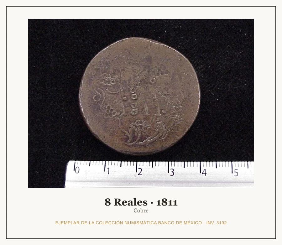 8 Reales · 1811 — Ejemplar de la Colección Numismática Banco de México, inv. 3192