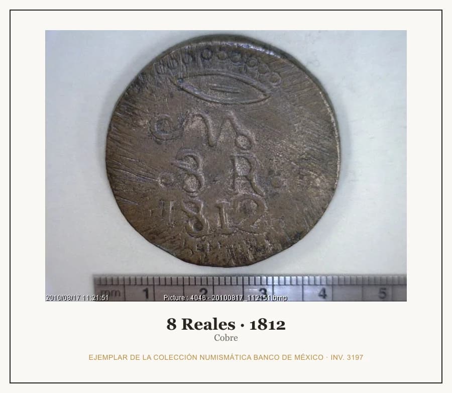 8 Reales · 1812 — Ejemplar de la Colección Numismática Banco de México, inv. 3197