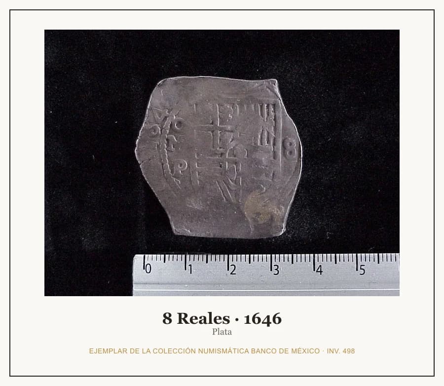 8 Reales · 1646 — Ejemplar de la Colección Numismática Banco de México, inv. 498