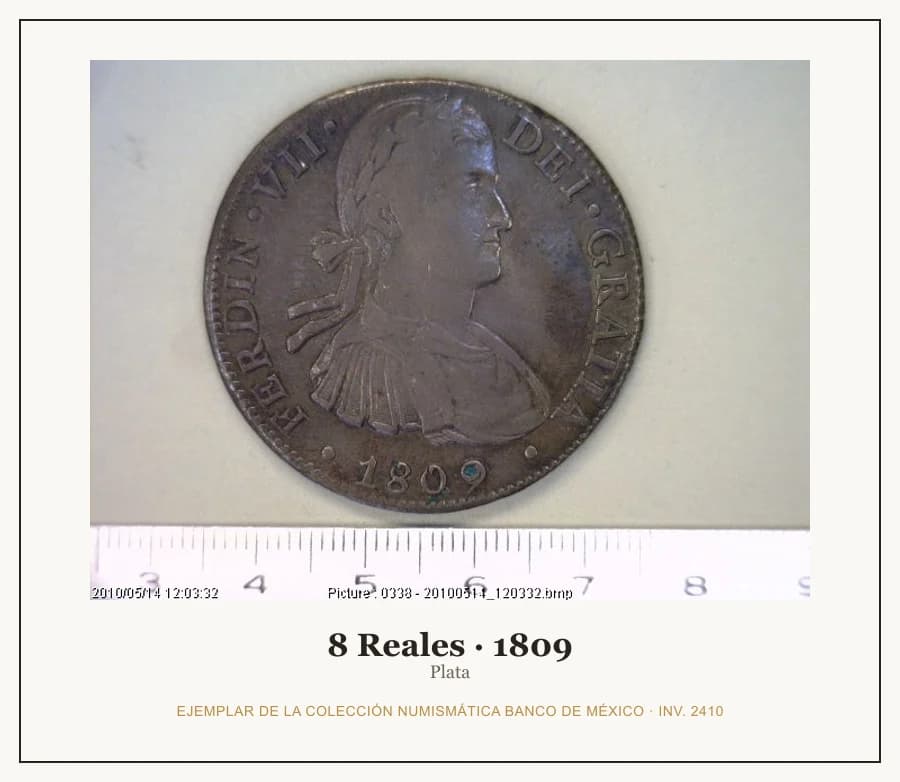 8 Reales · 1809 — Ejemplar de la Colección Numismática Banco de México, inv. 2410
