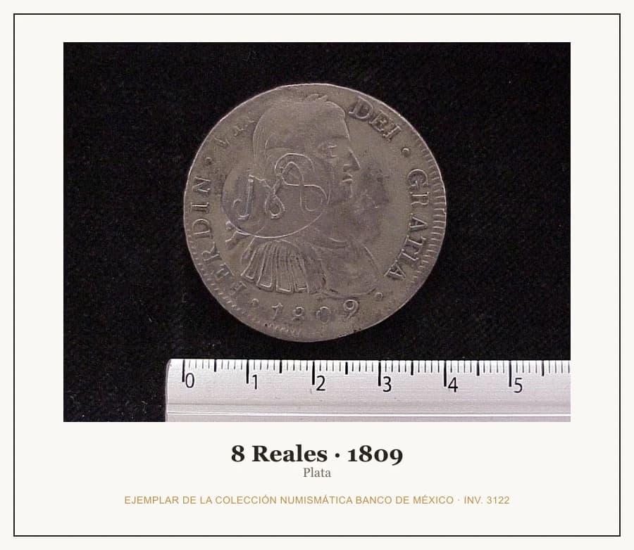 8 Reales · 1809 — Ejemplar de la Colección Numismática Banco de México, inv. 3122
