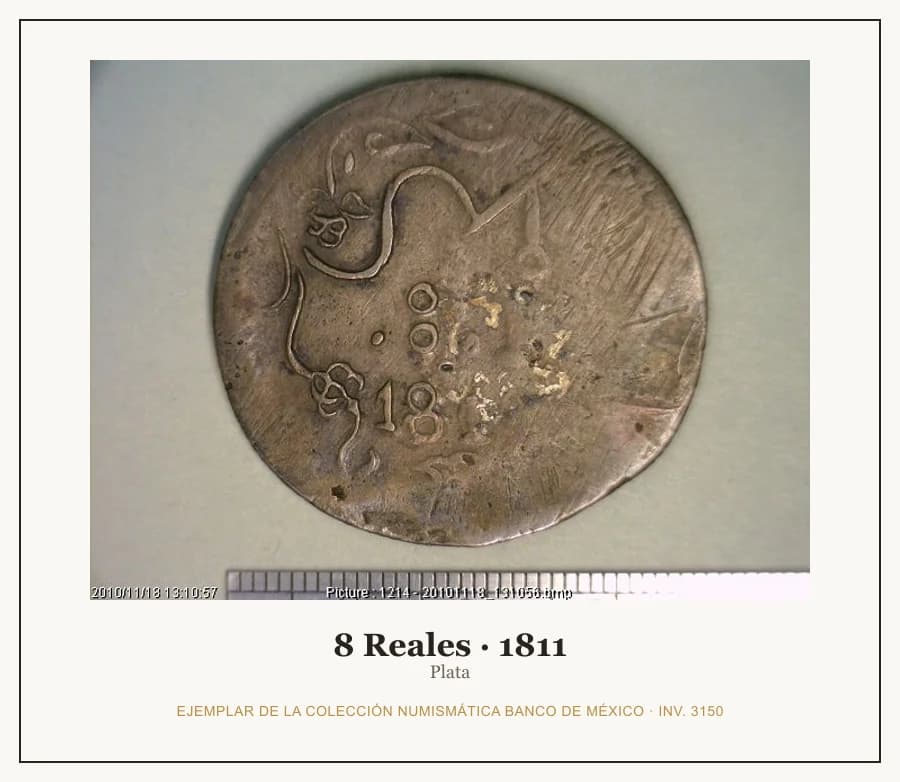 8 Reales · 1811 — Ejemplar de la Colección Numismática Banco de México, inv. 3150