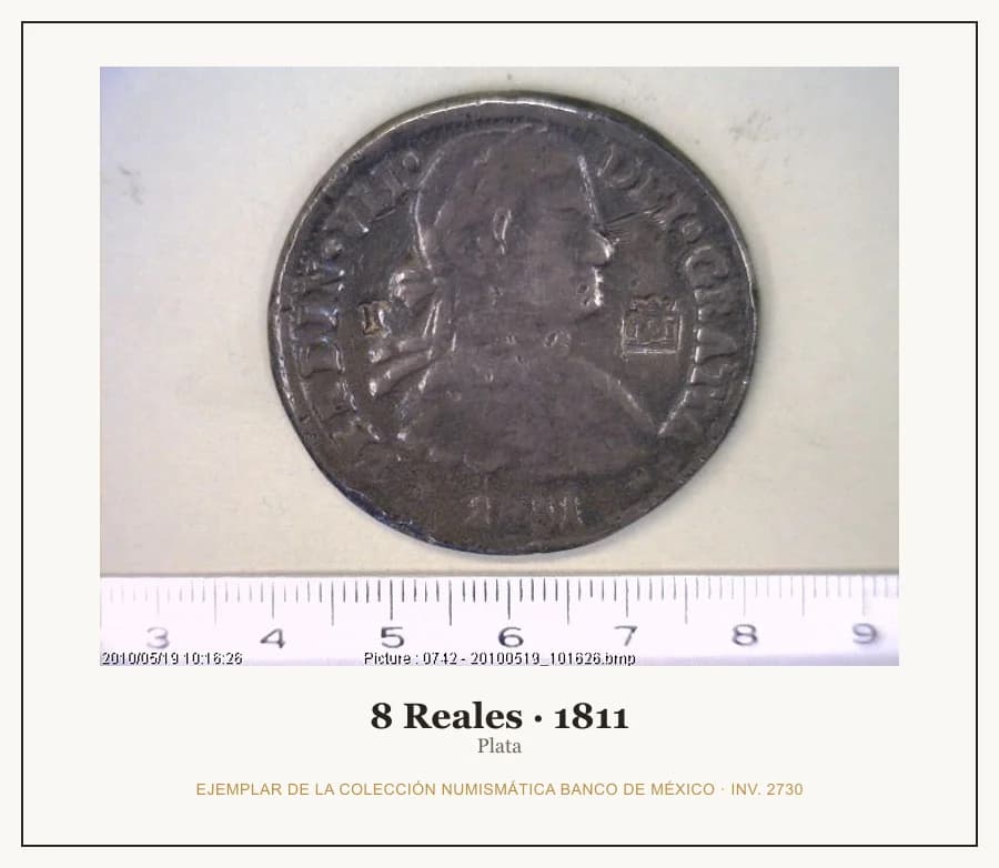 8 Reales · 1811 — Ejemplar de la Colección Numismática Banco de México, inv. 2730