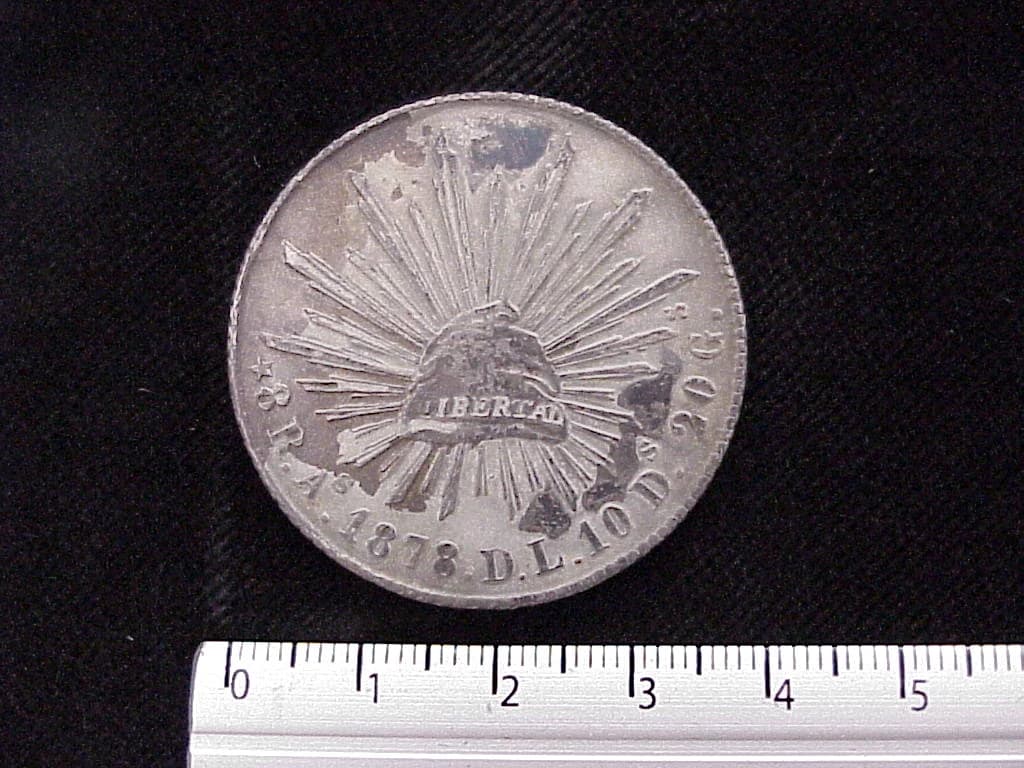 8 Plata 1878 . Inventario Banxico 5721 (reverso)