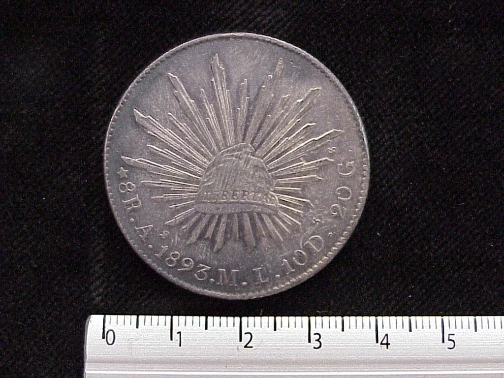 8 Plata 1893 . Inventario Banxico 5770 (reverso)