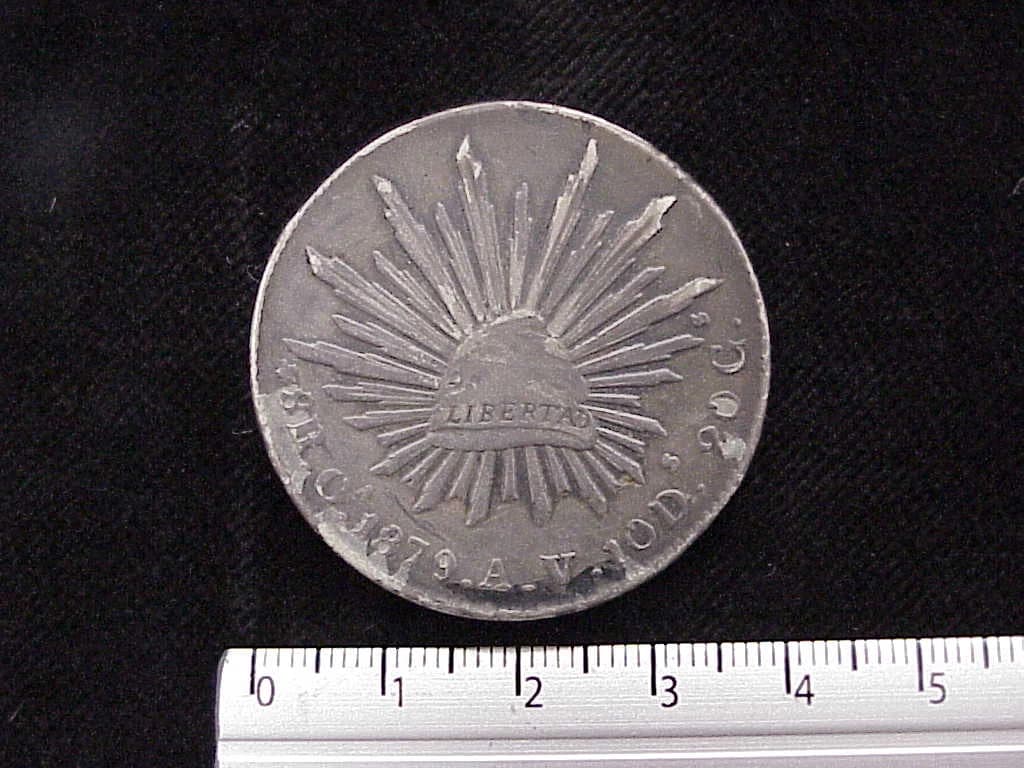 8 Plata 1879 . Inventario Banxico 6570 (reverso)