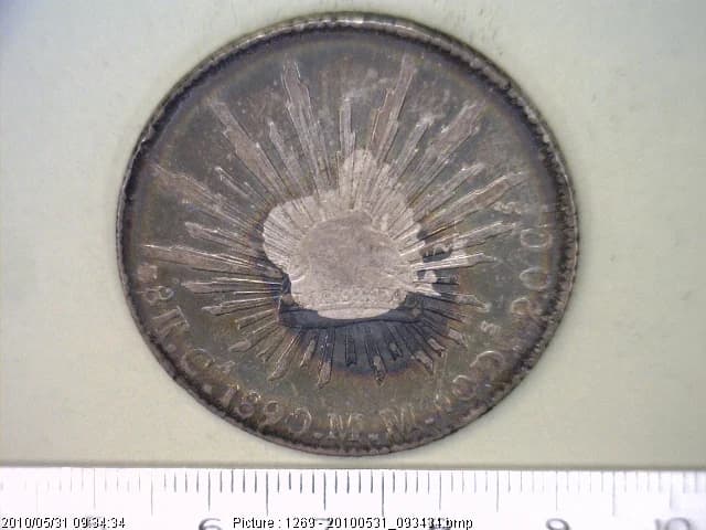 8 Plata 1890 . Inventario Banxico 6620 (reverso)
