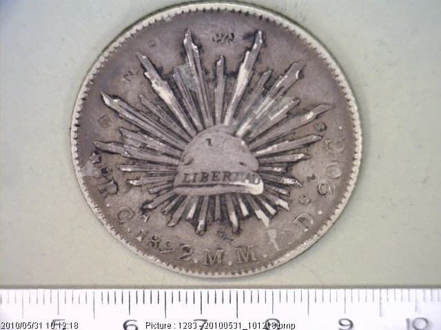 8 Plata 1892 . Inventario Banxico 6625 (reverso)
