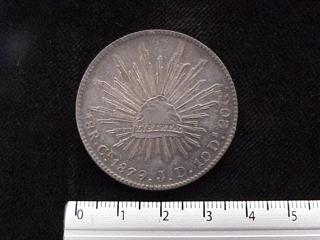 8 Plata 1879 . Inventario Banxico 6018 (reverso)