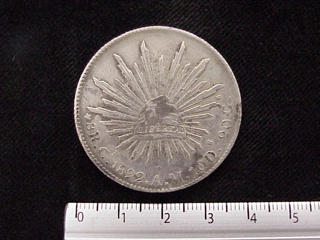 8 Plata 1892 . Inventario Banxico 6067 (reverso)