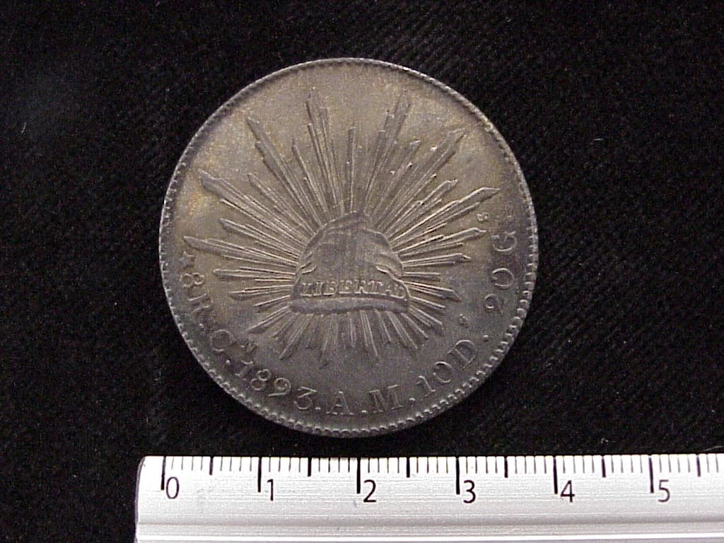 8 Plata 1893 . Inventario Banxico 6070 (reverso)