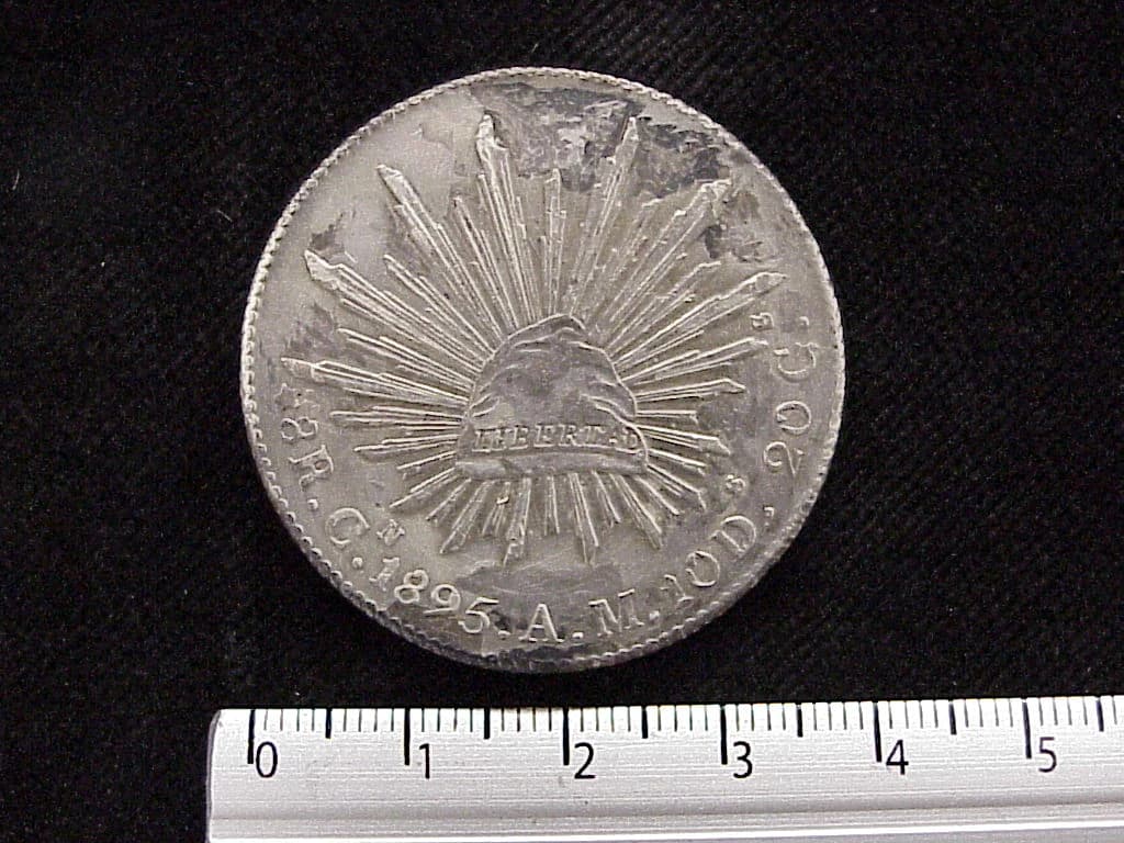 8 Plata 1895 . Inventario Banxico 6077 (reverso)