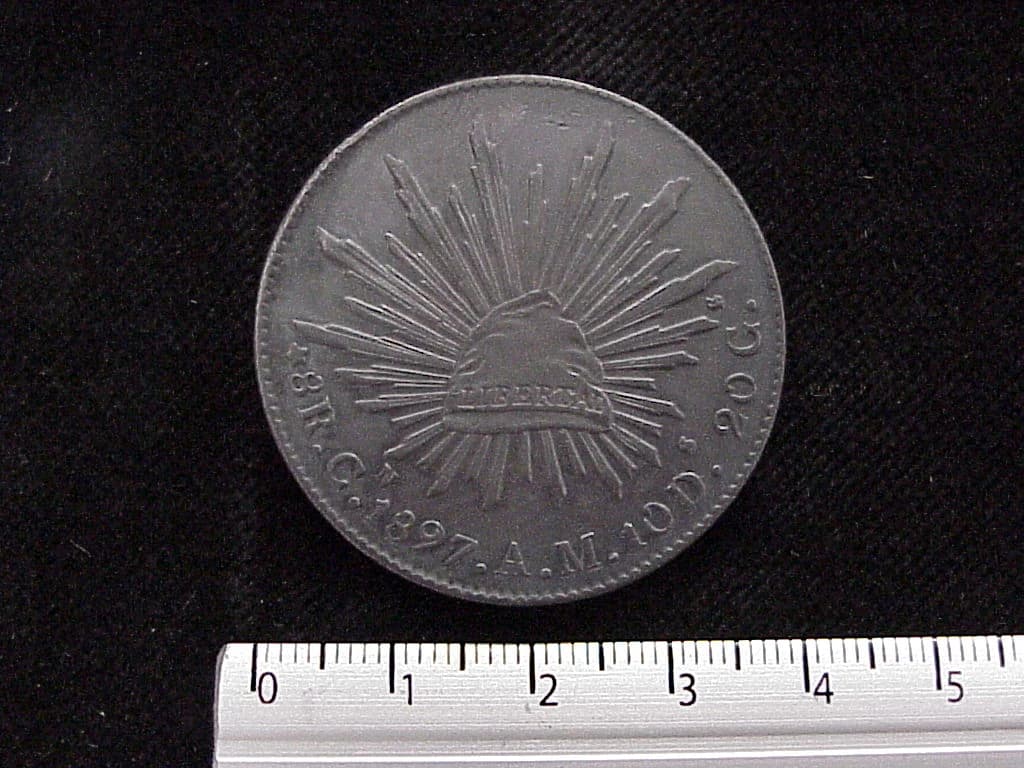 8 Plata 1897 . Inventario Banxico 6083 (reverso)