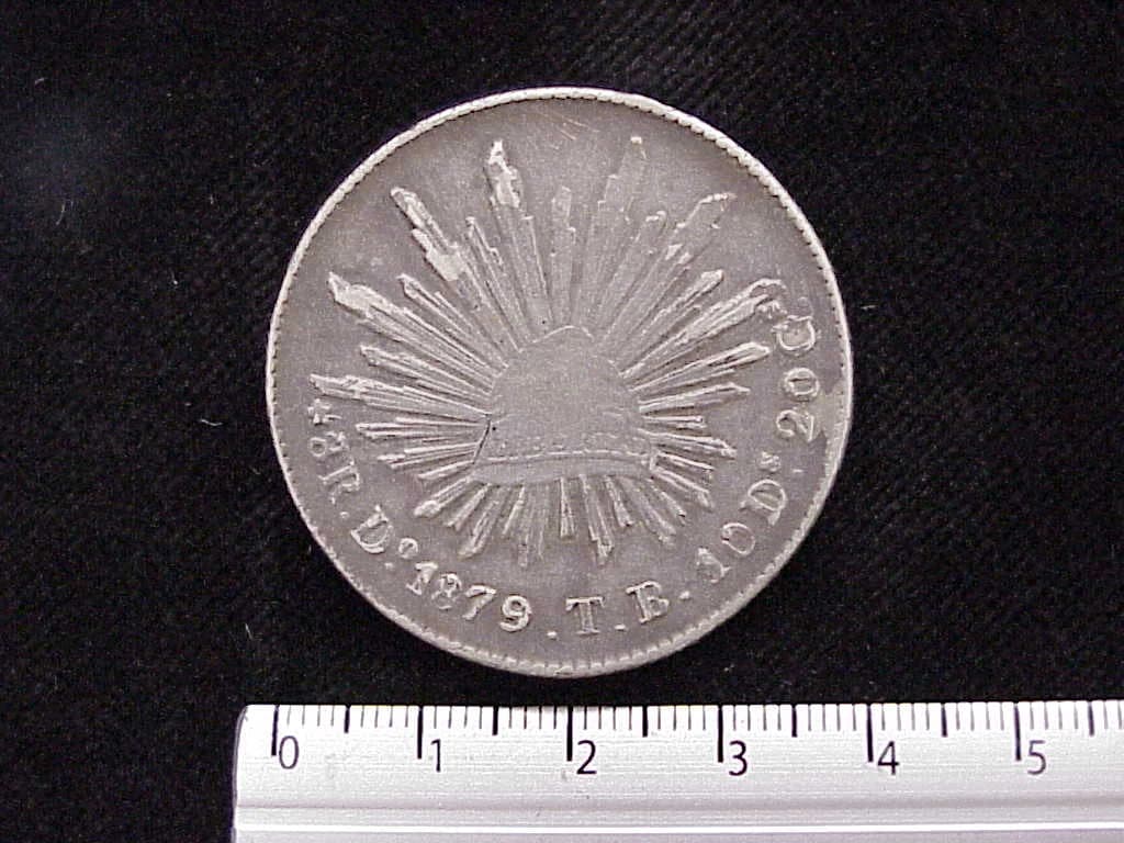 8 Plata 1879 . Inventario Banxico 6983 (reverso)