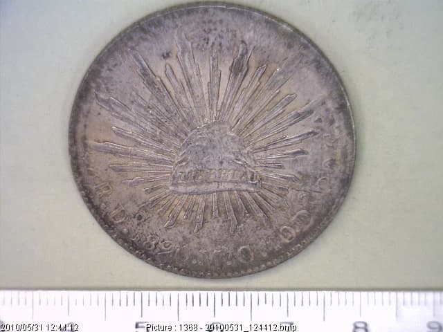 8 Plata 1890 . Inventario Banxico 7029 (reverso)