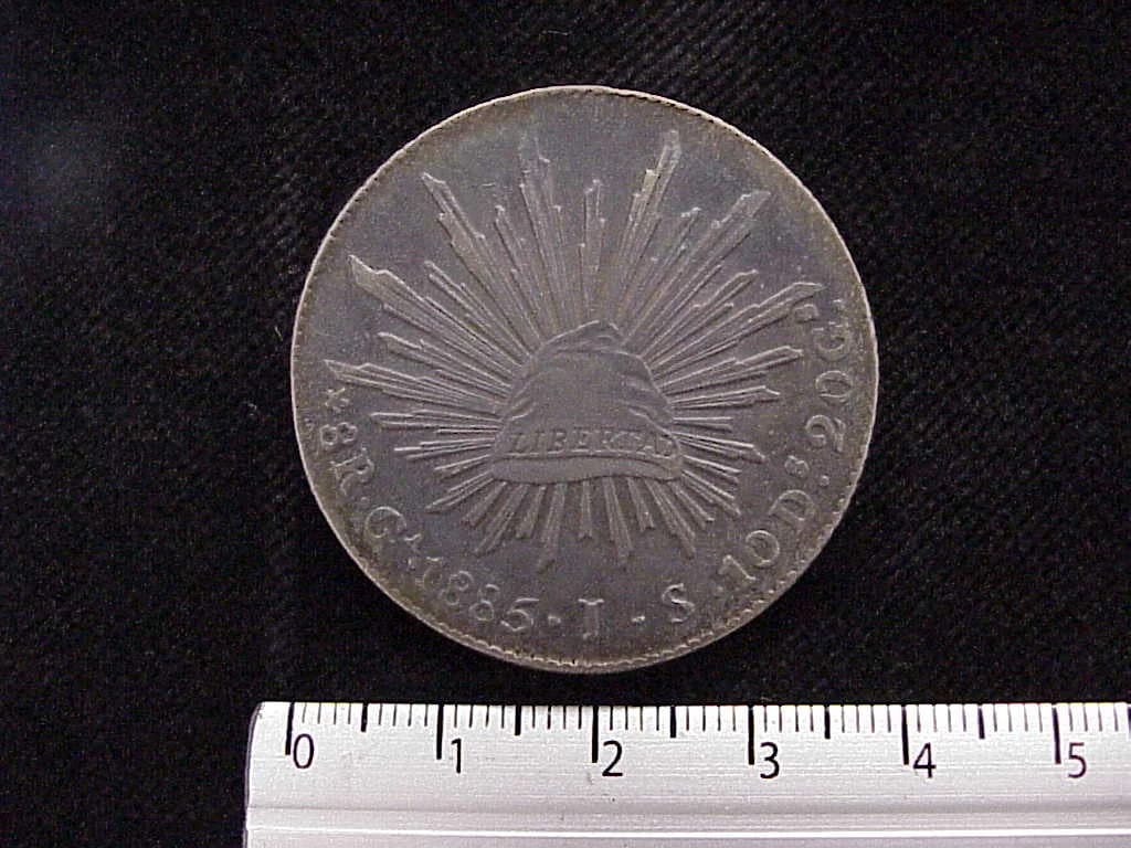 8 Plata 1885 . Inventario Banxico 7492 (reverso)
