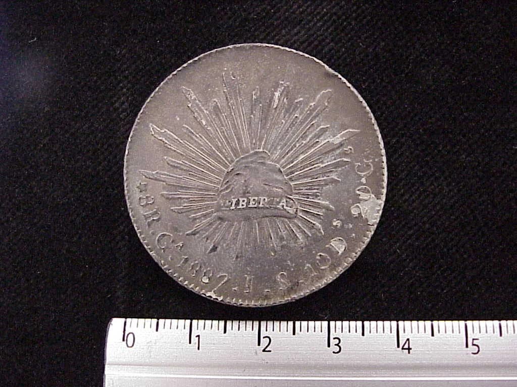 8 Plata 1887 . Inventario Banxico 7502 (reverso)