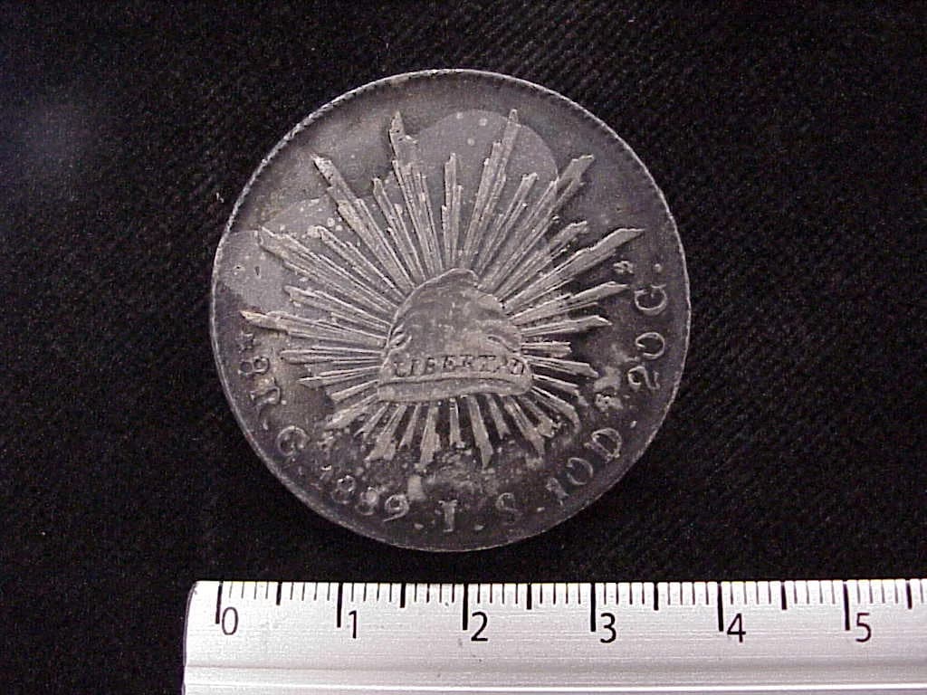 8 Plata 1889 . Inventario Banxico 7508 (reverso)