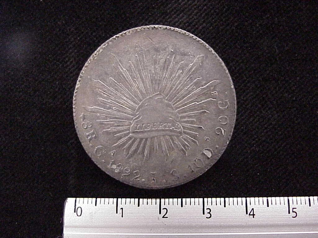 8 Plata 1892 . Inventario Banxico 7520 (reverso)
