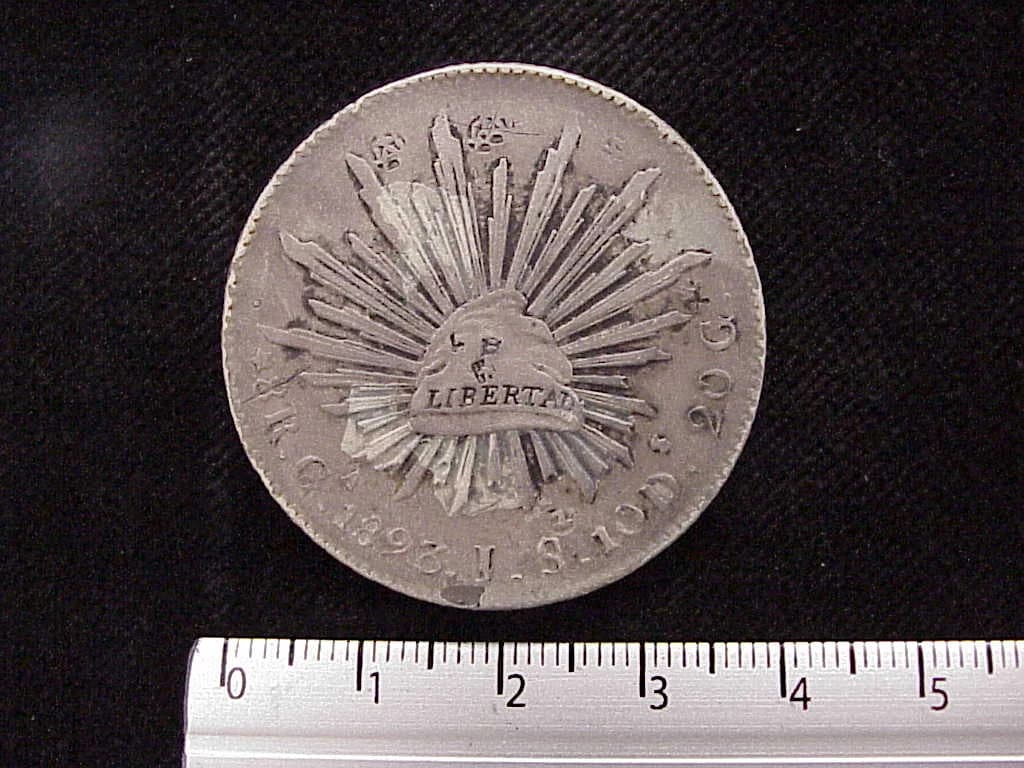 8 Plata 1893 . Inventario Banxico 7523 (reverso)