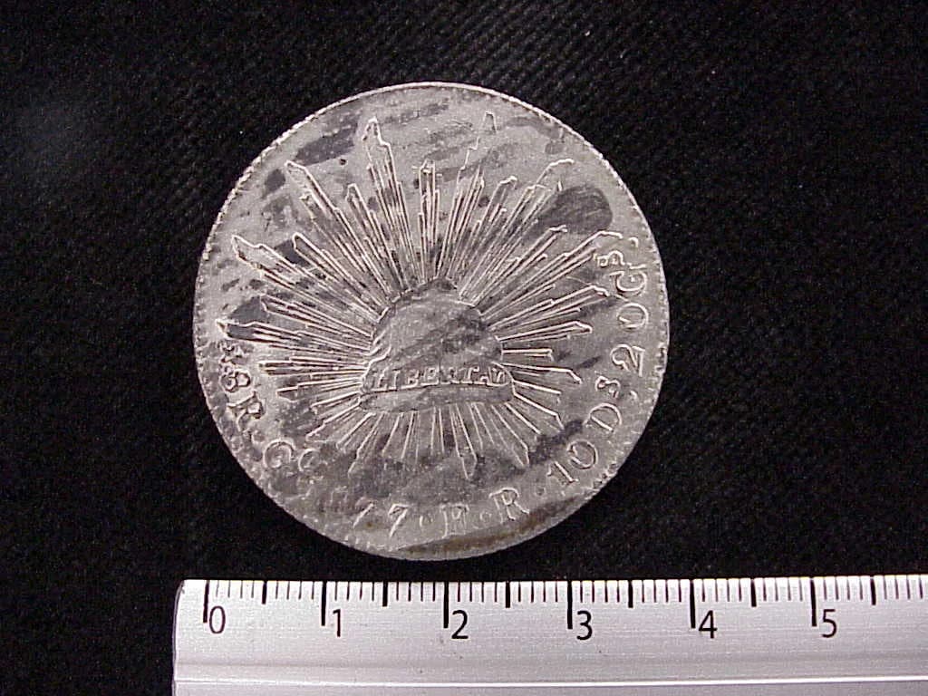 8 Plata 1877 . Inventario Banxico 8216 (reverso)