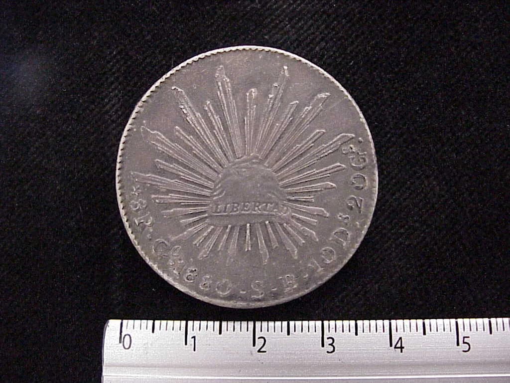 8 Plata 1880 . Inventario Banxico 8228 (reverso)