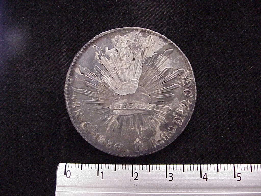 8 Plata 1886 . Inventario Banxico 8254 (reverso)